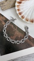 FAS STERLING SILVER 925 & CRYSTAL LINK BRACELET JEWELRY SAFETY CLASP 7.5” 🩶