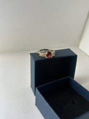 Vintage Red Cubic Zirconia Ring Gold Plated Womens Size 8.5
