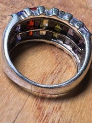 Vintage Sterling Silver 925 Rainbow CZ Channel Set Band Ring Size 6.5 6.30g