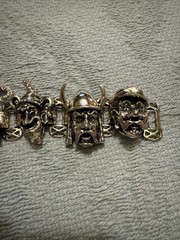 Vintage Silver Tone Florenza 7” Bracelet, Devil Viking Character