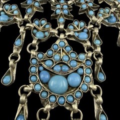 Vintage 1950s EGYPTIAN REVIVAL Collar Necklace TURQUOISE CABOCHON Tibetan Amulet