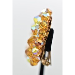 Laguna Vintage Clip On Crystal Earrings Citrine Climber Glam Signed 1950s A24