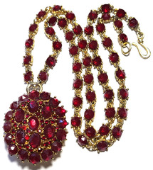 VINTAGE STUNNING CARNELIAN RED GLASS CRYSTAL SIGNED MMA CH NECKLACE
