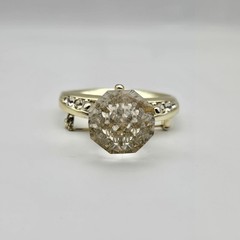 Vtg AJC Sparkle Stmt Ring Brooch Gold Tone Glam Engagement Bachelorette Bling