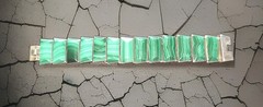 Vintage Mexico 950 Sterling Silver Malachite Inlay Link Panel Bracelet – 6.5”