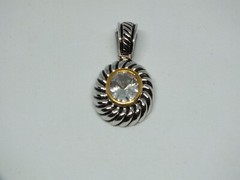 Collectible Pendant Gold Silver Tone Clear Rhinestone Texture 1 1/2×3/4″ NICE