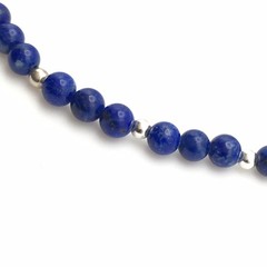 Silver Schark Handmade Sterling Silver & Lapis Lazuli Beaded Bracelet 7.5” #30