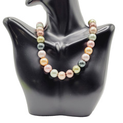 Lustrous Pastel Metallic Coated Glass Faux Pearls Earthy Jewel Tones 19 Inch