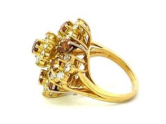 Terrel and Zimmelman Natural Fancy Vivid Diamond Cluster Ring in 18K Yellow Gold
