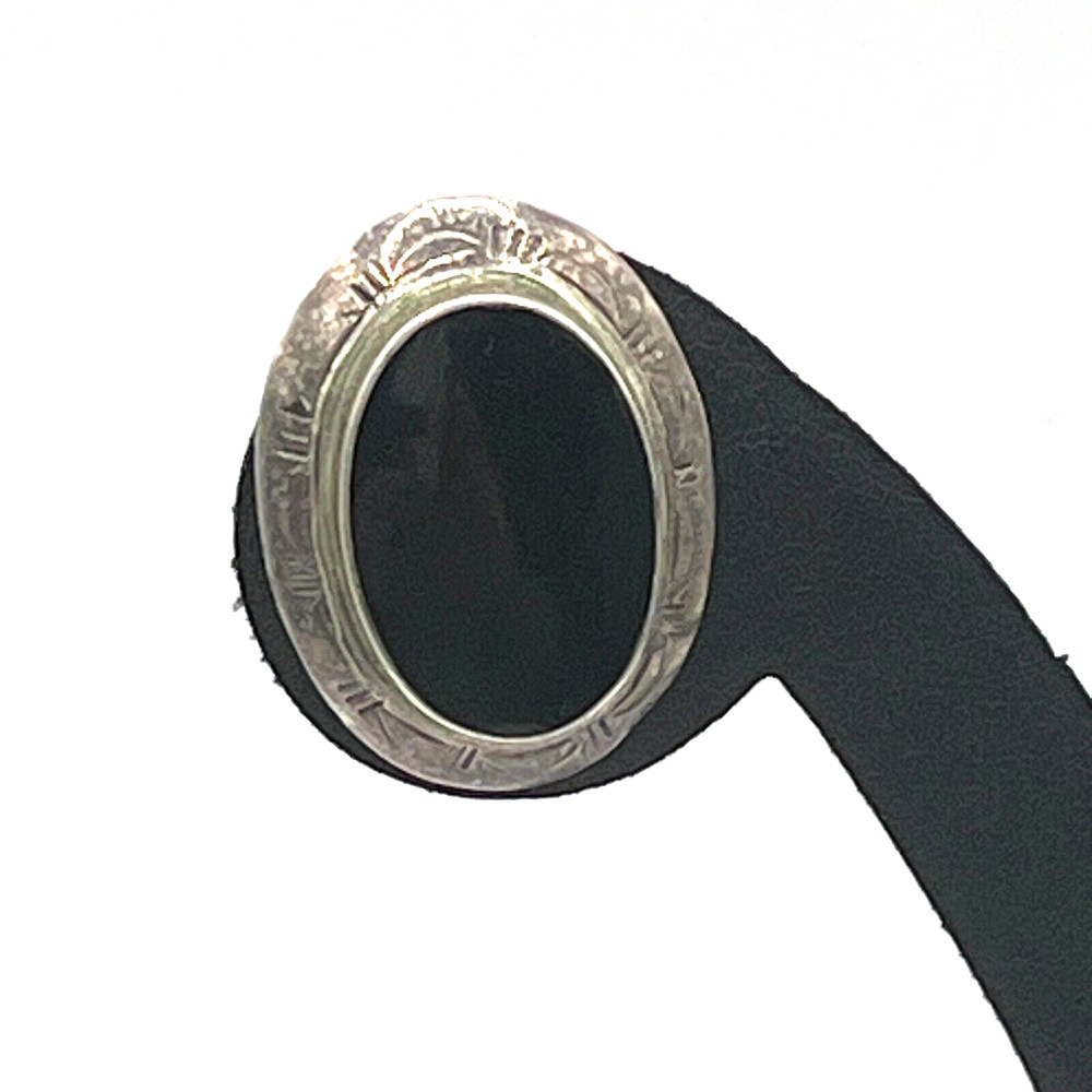 Earrings Southwestern Style Black Onyx Oval Cabochon Post Backs VTG Sterling 925