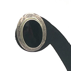 Earrings Southwestern Style Black Onyx Oval Cabochon Post Backs VTG Sterling 925