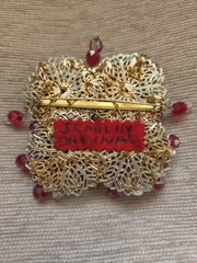 Vintage J Carl NY Original Brooch Hand Wired Red Aurora Borealis Clip Earrings