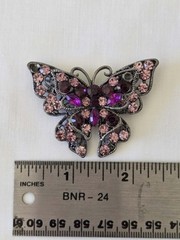 Vintage Pink Purple Rhinestone Butterfly Brooch