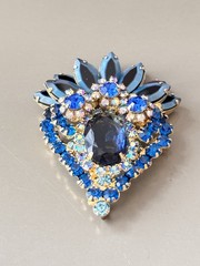Vintage Verified JULIANA D&E Blue Two Toned Brooch/Pendant Bracelet Earring Set