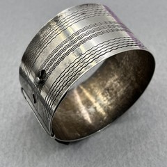 Vintage Sterling Silver Buckle Wide Bracelet Adjustable English