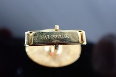 Vintage Gold Tone Red Blue Enamel LDO Initial Cufflinks Oval Textured Design