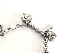 Vintage Ross Simons Sterling Silver CZ Charm Bracelet 7.5″ Jewelry