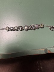 Vintage Slide Charm Bracelet Gold tone Lovely detailed charms/varied Stones