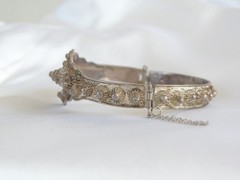 Antique Zeeland Button Sterling Silver Import Filigree Bracelet 7″