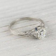 Vintage 1930s Edwardian 2.45 Ct Round CZ Art Deco Engagement Iconic Retro Ring