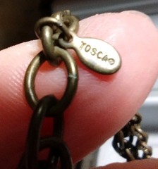 VNTG rare sign Gerard Yosca Faux Turquoise Adjstbl Bronze Tone filigree Necklace