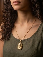 Handmade Solid Brass King Tut Necklace Egyptian Pharaoh Pendant Antique Finish