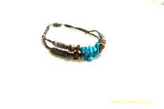 VINTAGE OLD PAWN SILVER , TURQUOISE & SODALITE BRACELET