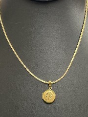 VINTAGE GOLD FILLED SET NECKLACE FLOWER MOTIF PENDANT LOCKET 12K