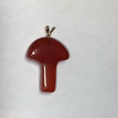 Pendant Mushroom Red Carnelian 14k Gold Vintage Unused
