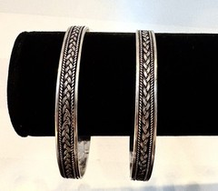 VINTAGE LARGE 925 STERLING SILVER HOOP EARRINGS 2.25 Diameter 18.5 Gr