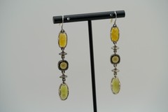 Vintage Silver Tone Long 7cm Dangle Earrings JB39