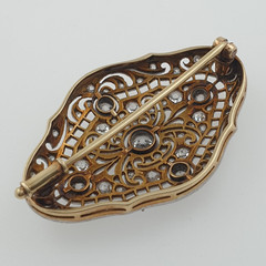 Antique Art Deco Brooch 18k Yellow Gold with Natural Diamonds 0.80ct