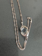 Vintage Dolphins Pendant 925 Sterling Silver Mystical 29″ Chain Glass Orb S71