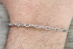 VINTAGE FILIGREE STERLING SILVER 925 CHAIN LINK ANKLET BRACELET 11.25″ STACK
