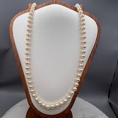 Vintage Faux Pearl Necklace 26in Gold Tone Pearl Clasp Wedding Formal Bridal