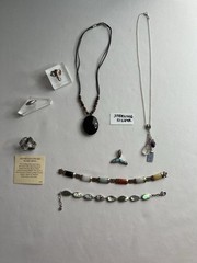 Vintage Sterling Silver Jewelry Lot 8pcs Necklaces Rings Bracelets