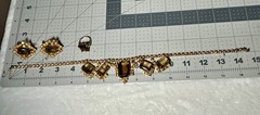 Vtg 1950s Topaz Rhinestone Choker Necklace Earring Ring Parure Set Unsigned D&E