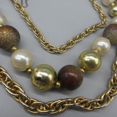 Vintage Layered Necklace Chains Beaded Simulated Pearl 20 Inch