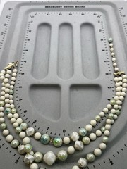 Vintage Japan Multi-Strand Beaded Necklace White And Green/ Blue