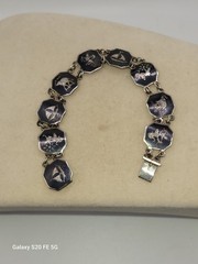 Vintage Sterling Silver Siam Niello Set Bracelet Pendant Brooch + Bonus 925