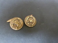 Vintage Goldtone Equestrian horse horseshoe cufflink set chain & bullet back #95