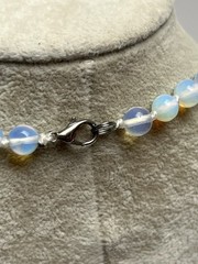 Vintage Knotted Opalite Bead Necklace 16”
