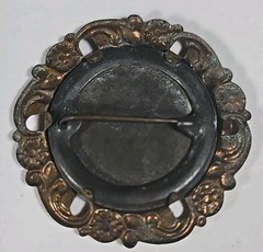 Antique Yellow Gold Tone Photo Picture Frame Brooch Pin C Clasp Good Shape