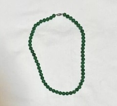 19.5” Vintage Green Peking Glass Necklace Bracelet Faux Jade Beaded Parure Set