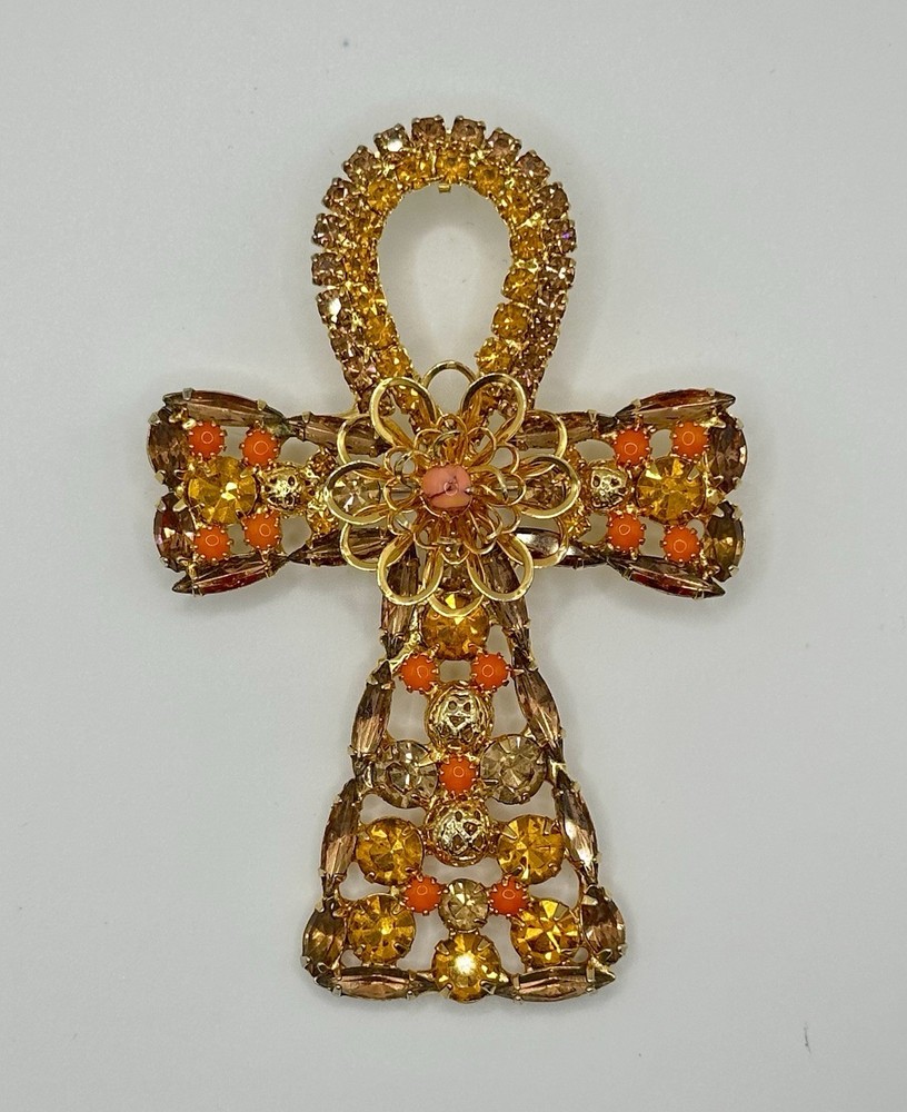 Alexis Kirk Ankh Cross Necklace/Brooch possibly made by Juliana d&e