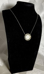 House of Harlow 1960 Starburst Pendant Necklace Gold Tone White Faux Leather 18″