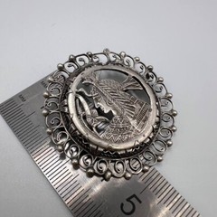 Vintage Egyptian Pharaoh Carved 800 Silver Pin Brooch Pendant Women’s Jewelry