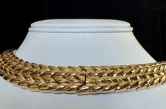Ciner Herringbone Collar Necklace Gold Plated Heavy 195g Vintage