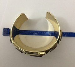 Jewelmint Faux Amber Cuff Bracelet Gold Tone 2.25” Diameter