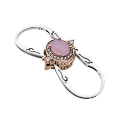 Turkish Reversible Oval Pink Quartz and White Topaz 925 Sterling Silver Ring